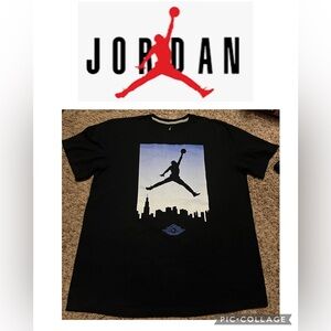 Jordan Black Tee with Blue Skyline Graphic